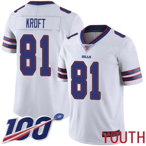 Youth Buffalo Bills #81 Tyler Kroft White Vapor Untouchable Limited Player 100th Season NFL Jersey->buffalo bills->NFL Jersey